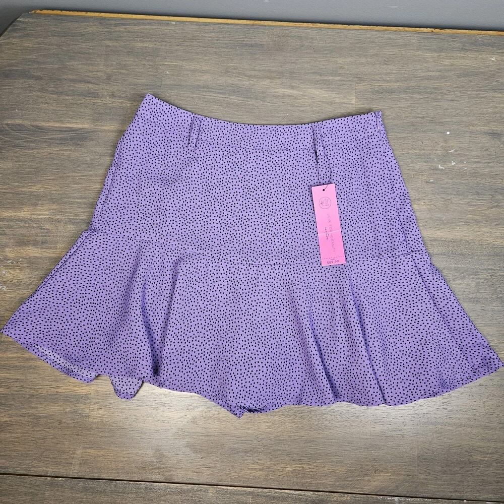 Love for Humanity Mini‎ Skirt Women's Purple Black Polka Dot Skort Medium